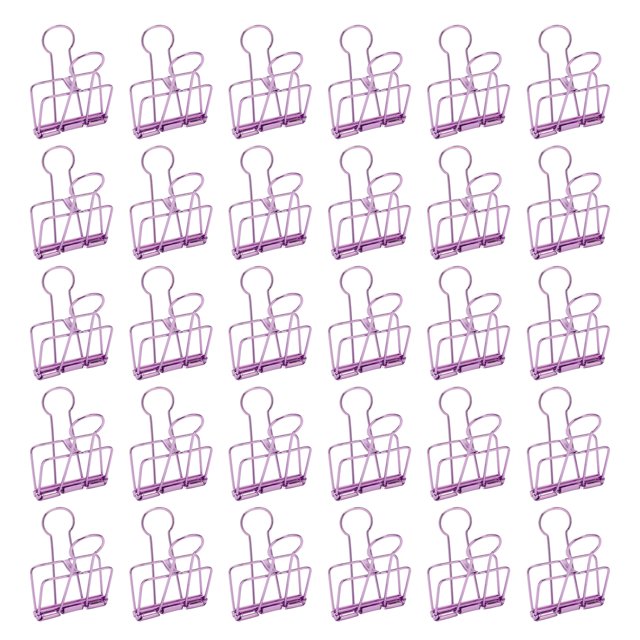 Wire Binder Clips, Durable Metal Paper Clamps 30Pcs Hollow Out For Home Gold,Rose Gold,Purple