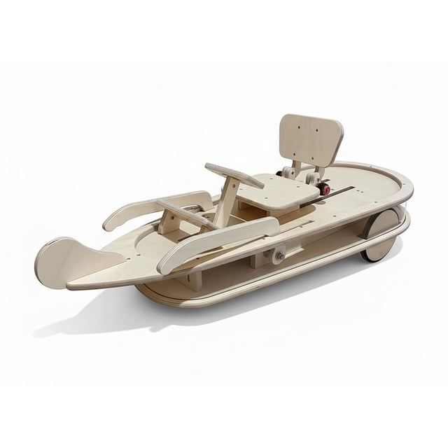 Toytexx Wooden Pedal Boat-Shape Ride-On Car – Indoor & Outdoor Ride-On Toy with Steering & Adjustable Seat