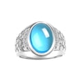 thumbnail image 1 of RYLOS Men's Rings 14K White Gold Nugget Ring with Cabochon Gemstone & Diamonds Blue Topaz Rings For Men Size 13, 1 of 6