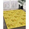 thumbnail image 3 of Ahgly Tapis d'Intérieur Lavable en Machine Carré Transitionnel Jaune Doré, 6 Pieds Carré, 3 of 7
