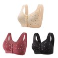 thumbnail image 1 of Bigersell Front Closing Bras for Older Women 3pcs T-Shirt Bra Style R-55 Breathable Seamless Bras Pack R-55-khaki, 1 of 9
