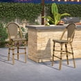 thumbnail image 2 of PURPLE LEAF Bar Stools Set of 2 French Outdoor Bar Stool Bamboo Print Finish Back Rattan Wicker Patio Outdoor Bar Height Bar Stools with Footrest, Brown, 2 of 7