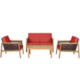 thumbnail image 2 of Patiojoy 4-Piece Patio Acacia Wood Furniture Set Outdoor PE Rattan Conversation Set with Removable Cushions, 2 of 8