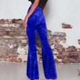 thumbnail image 3 of AherBiu Women's High Waisted Velour Bell Bottom Pants, Solid Color, Small US: 4, 3 of 7