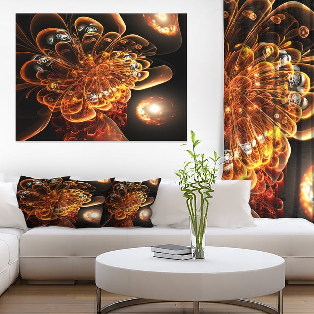 Dark Orange Fractal Flower Digital Art - Floral Canvas Art Print