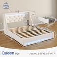 thumbnail image 2 of Greenstell Smart Charging Storage Bed Frame - 900lbs Capacity Noise-Free, Queen, Off White, 2 of 8