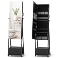 thumbnail image 1 of Costway Jewelry Cabinet Armoire Full Length Mirror Lockable with Bottom Drawer & Wheels Black, 1 of 9