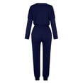 thumbnail image 4 of Mrat Club Outfits for Women 2 Piece Jogging Sets Solid Polyester Long Sleeve Sweatsuits Sets Two Piece Track Suits Drawstring High Waist Pants Set Comfy Outfits C-Navy M, 4 of 5