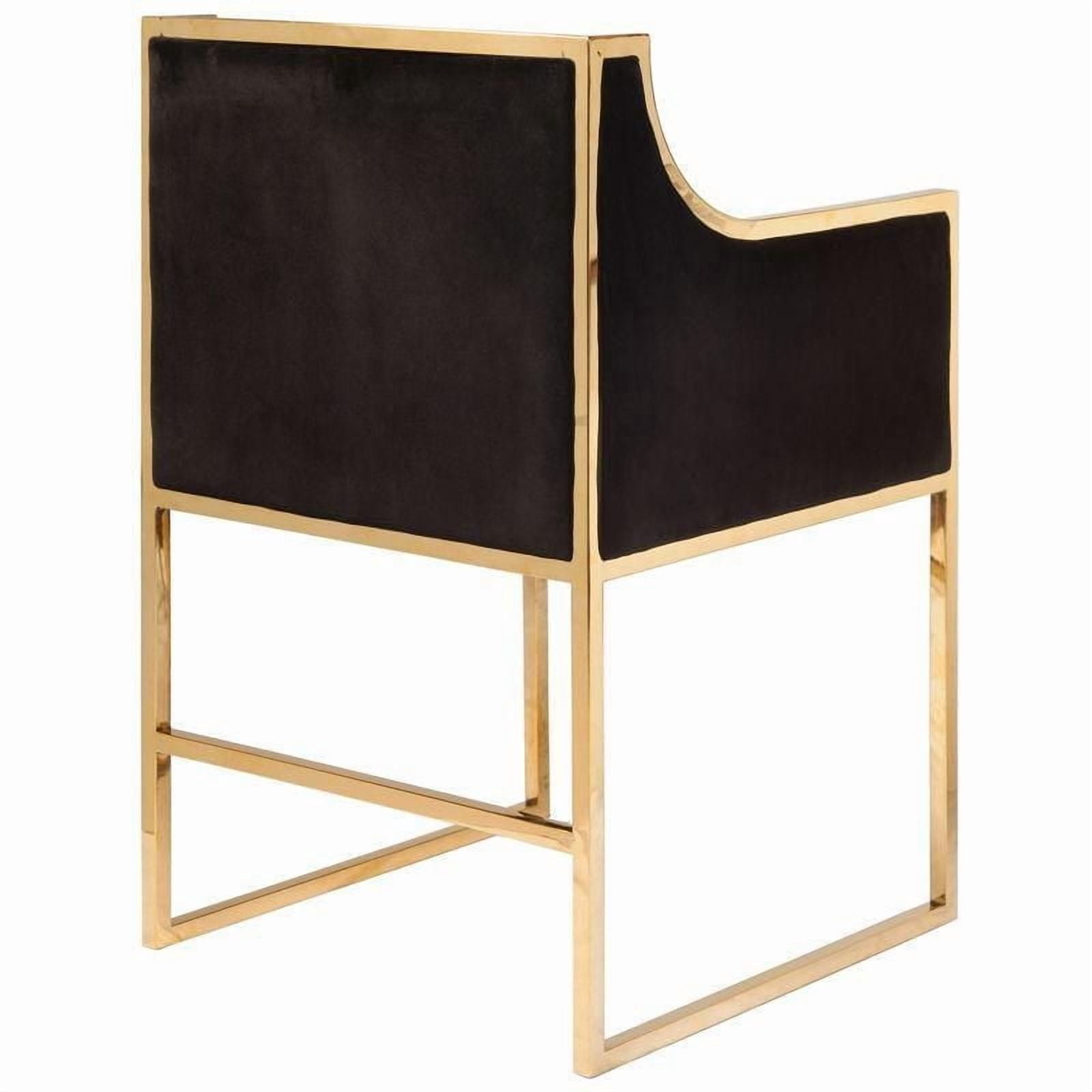 Chaise de salle à manger Hani en noir avec des accents dorés brillants – Revêtement en velours luxueux pour un look élégant et stylé