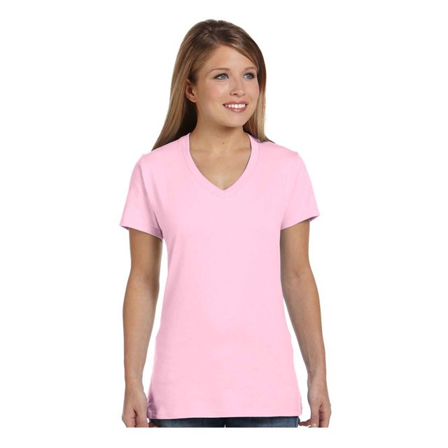 Hanes Ladies Ringspun Cotton Nano-T V-Neck T-Shirt, Style S04V