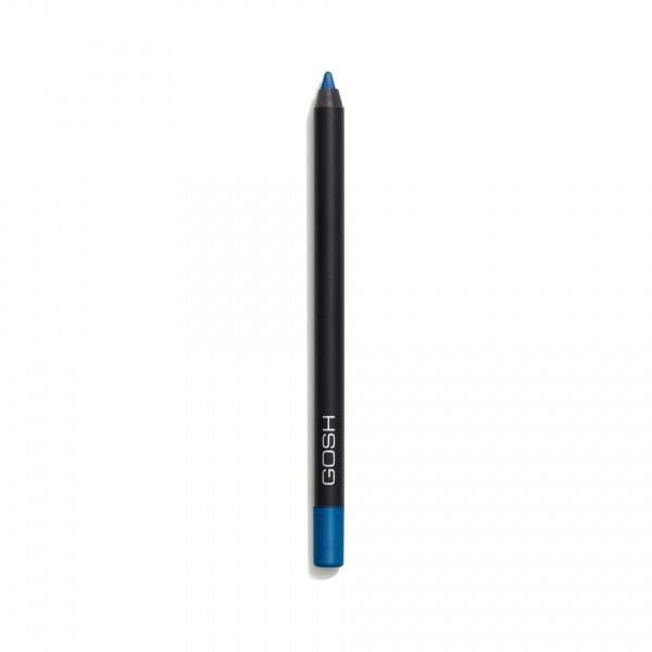 GOSH-Velvet Touch Eye Liner - 011 Sky High is a slim black pencil eyeliner with a blue tip and base, featuring a smooth velvet texture, intense colour pay-off, and waterproof formula ideal for precise eye makeup and vegan beauty routines.