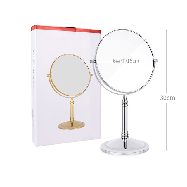 Personal Makeup Mirror Vanity Mirror With Lights Desktop Vanity Mirror Stainless Steel Rotating Double-sided Mirror Retro Bathroom Mirror Handheld Beauty Mirror ,Widely Use