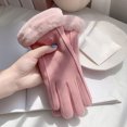 thumbnail image 1 of Women Autumn and Winter Fashion Simple Solid Color Edge Warm Gloves, 1 of 3