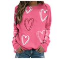 thumbnail image 2 of T-shirt de la Saint-Valentin pour Femmes 2024, Chandails à Col Rond, T-Shirts Décontractés avec Cœur, T-Shirts Graphiques Amples à Manches Longues, Chandails à Enfiler, Hauts Mode pour les Fêtes, T-Shirt, 2 of 5