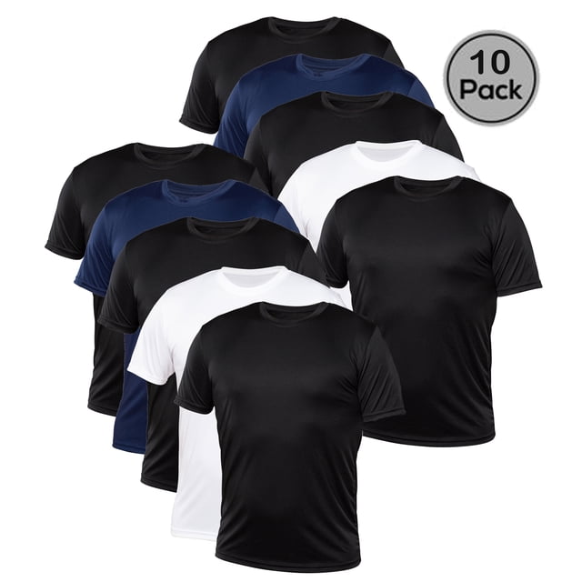 Blank Activewear Lot de 10 T-Shirts pour Hommes, Tissu de Performance à Séchage Rapide