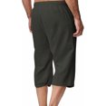 thumbnail image 3 of EOYWHK Mens Linen Capri Pants Summer Loose Fit Lightweight Sleep Shorts Elastic Waist Drawstring with Pockets, 3 of 6