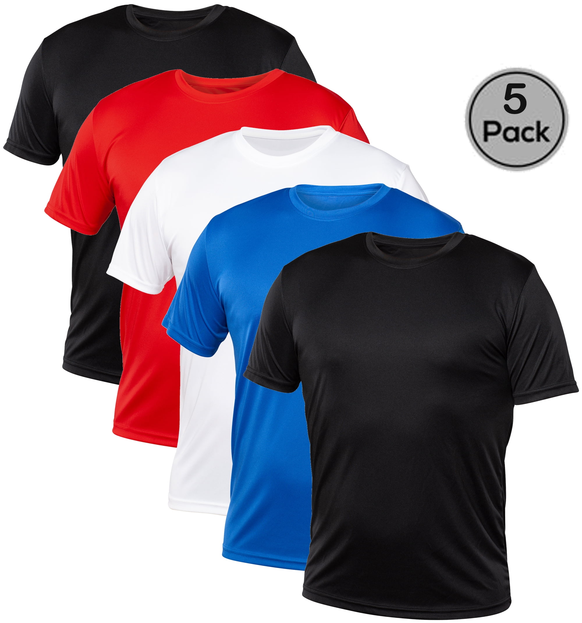 Blank Activewear Lot de 5 T-Shirts pour Hommes, Tissu de Performance à Séchage Rapide