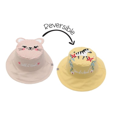 FlapJackKids - Reversible Baby, Kids & Toddler Sun Hat - Leopard & Zebra - UPF 50+