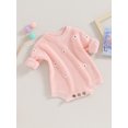 thumbnail image 3 of FOCUSNORM Infant Baby Girl Knitting Jumpsuit Flower Embroidery Round Neck Long Sleeve Romper for Fall Winter, 3 of 8