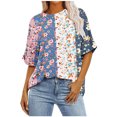 thumbnail image 1 of Pisexur Hauts d'Été pour Femmes Mode Décontractée Manches Courtes Col Rond T-Shirts Confortables Amples Surdimensionnés Imprimé Floral Blouses Hauts Mode T-Shirts Imprimés Graphiques Grande Taille Tops de Sortie S-5TG, 1 of 7