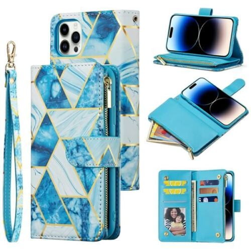 SuperShield Compatible with iPhone 14 Wallet Case,Marble Design PU Leather Flip Case with 3 Card Slots Kickstand for Girl Women Shockproof Protective Cover for iPhone 14 6.1 inch