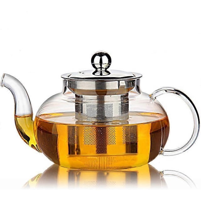 Hiware Glass Teapot with Removable Stainless Steel Lid & Infuser, 33 Ounce Teapot Stove Top Safe for Blooming & Loose Leaf