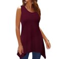 thumbnail image 1 of thinsony T-shirt Sans Manches Femme Col Rond Couleur Unie Haut Décontracté, Marron, m, 1 of 6