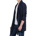 thumbnail image 2 of INSPIRE CHIC Men's Sweaters Shawl Collar Pockets High-Low Hem Long Cardigan 40 Blue, 2 of 7