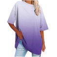 thumbnail image 1 of Kaemgyyd Womens Oversized T Shirts Half Sleeve Crewneck Gradient Summer Tops Casual Loose Plus Size Basic Tees, 1 of 7