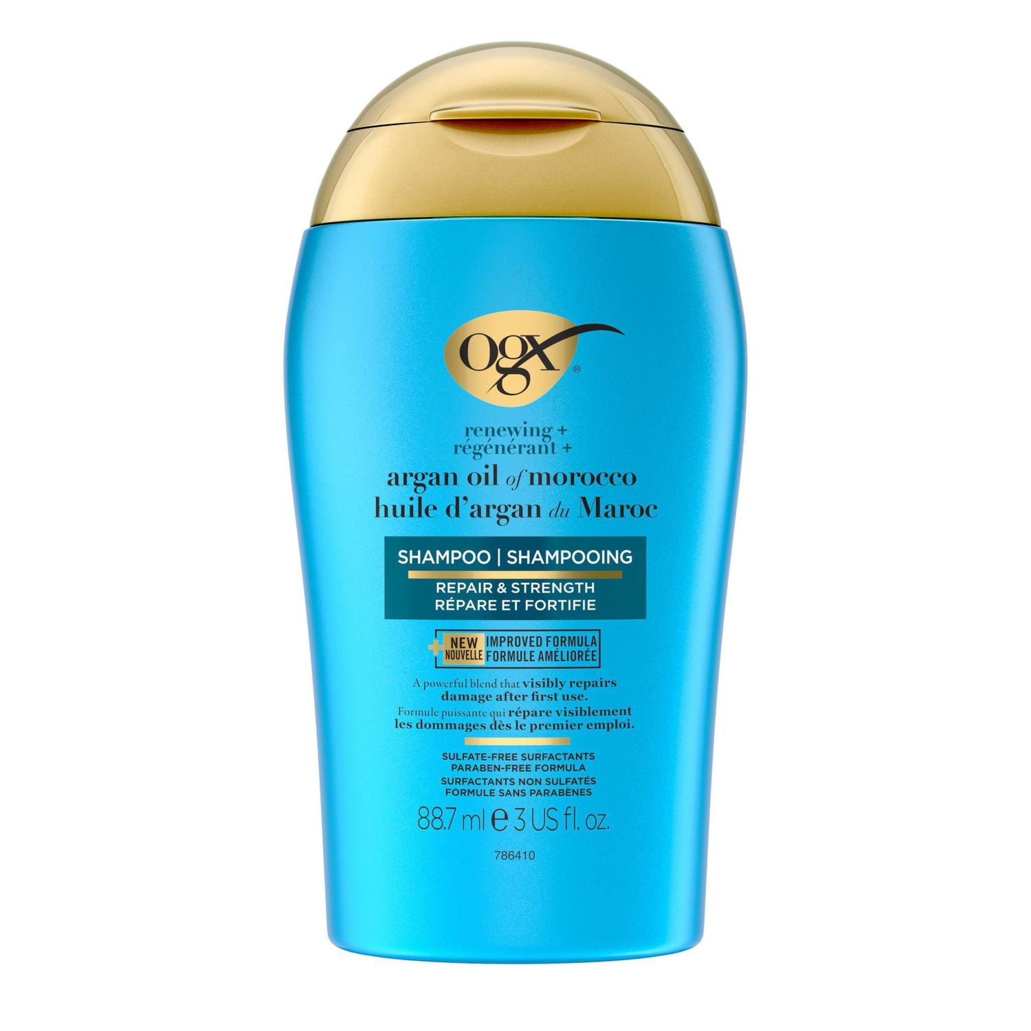 OGX Renewing + Argan Oil of Morocco Shampoo, Damage Repairing Shampoo & Argan Oil to Cleanse & Help Strengthen & Repair Damaged Hair, Travel Size, TSA-Complaint