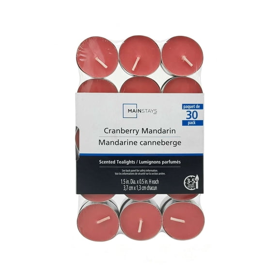 Mainstays Cranberry Mandarin Scent Red Tealight Candle,30 Count