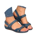 thumbnail image 2 of IUJSOY Womens Flat Sandals Comfort Open Toe Slingback Walking Sandals Low Wedge Slip on Shoes, 2 of 9