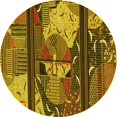 thumbnail image 1 of Ahgly Company Tapis d'Intérieur Ronds de Style Transitionnel Lavables à la Machine, Rouge Brun, 6 Pieds Rond, 1 of 7