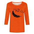 thumbnail image 4 of Dadaria Chemise Orange pour Femmes Manches 3/4 T-Shirt Col Rond Été Chandail Blouses m, 4 of 4