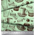 thumbnail image 2 of Soimoi polyester Crepe Fabric Burger,Cupcake & Cups Printed Fabric 1 Yard 52 Inch Wide, 2 of 3