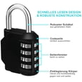thumbnail image 3 of Padlock Combination Locks 2 Pieces, Locks with Number Code 4 Digits, Curtains Combination Lock Locker for Gym, Combination Padlocks Weatherproof (Black), 3 of 5