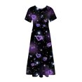 thumbnail image 3 of Robes d'Été Grande Taille pour Femmes 2024 à Manches Courtes, Col Rond, Coupe Ample, Imprimées, Couleur, Longue Robe, Économisez jusqu'à 65 % de Rabais!, 3 of 4