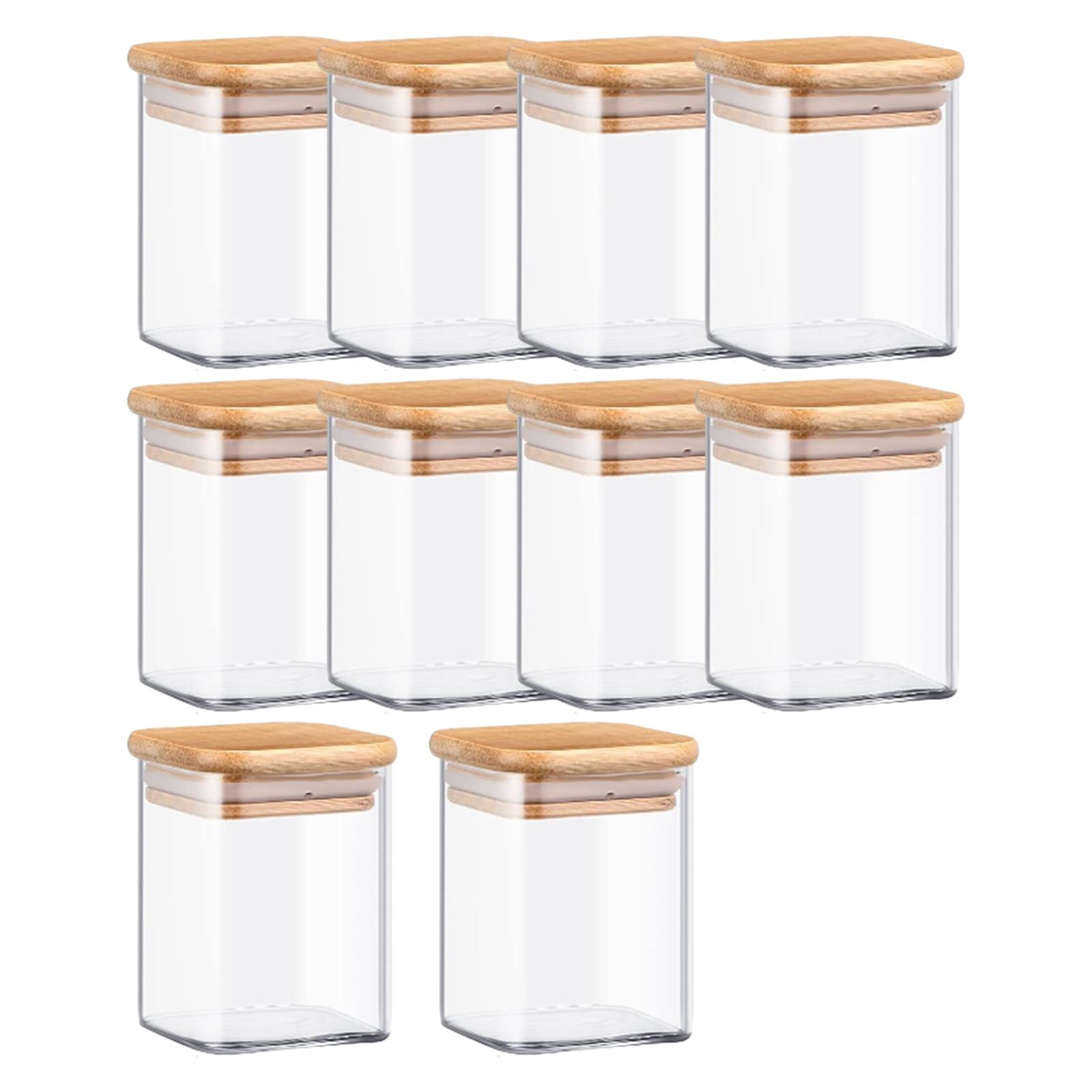 Tnarru 10 Pieces Food Storage Jars Clear Glass Jar Multipurpose Kitchen Small Canister Glass Storage Containers for Grain Spice Bean