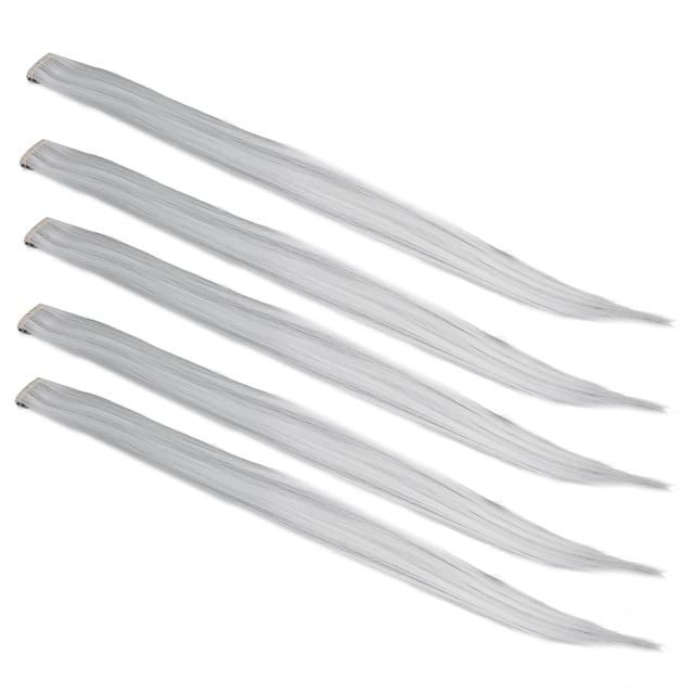 Postiche pour Cheveux Longs, Naturel 5 Pcs Mèches Colorées Extension de Cheveux Pince Pince Femme Cheveux Longs pour Bal pour Usage Quotidien Blanc, Violet, Rose Violet et Gris, Or