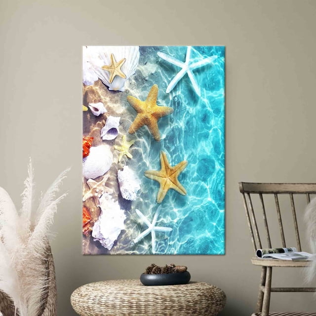 Blue Tropical Landscape Art Canvas Offering a Minimalist Christmas Decor Gift Ideal for Enhancing Your Wall Art Collection