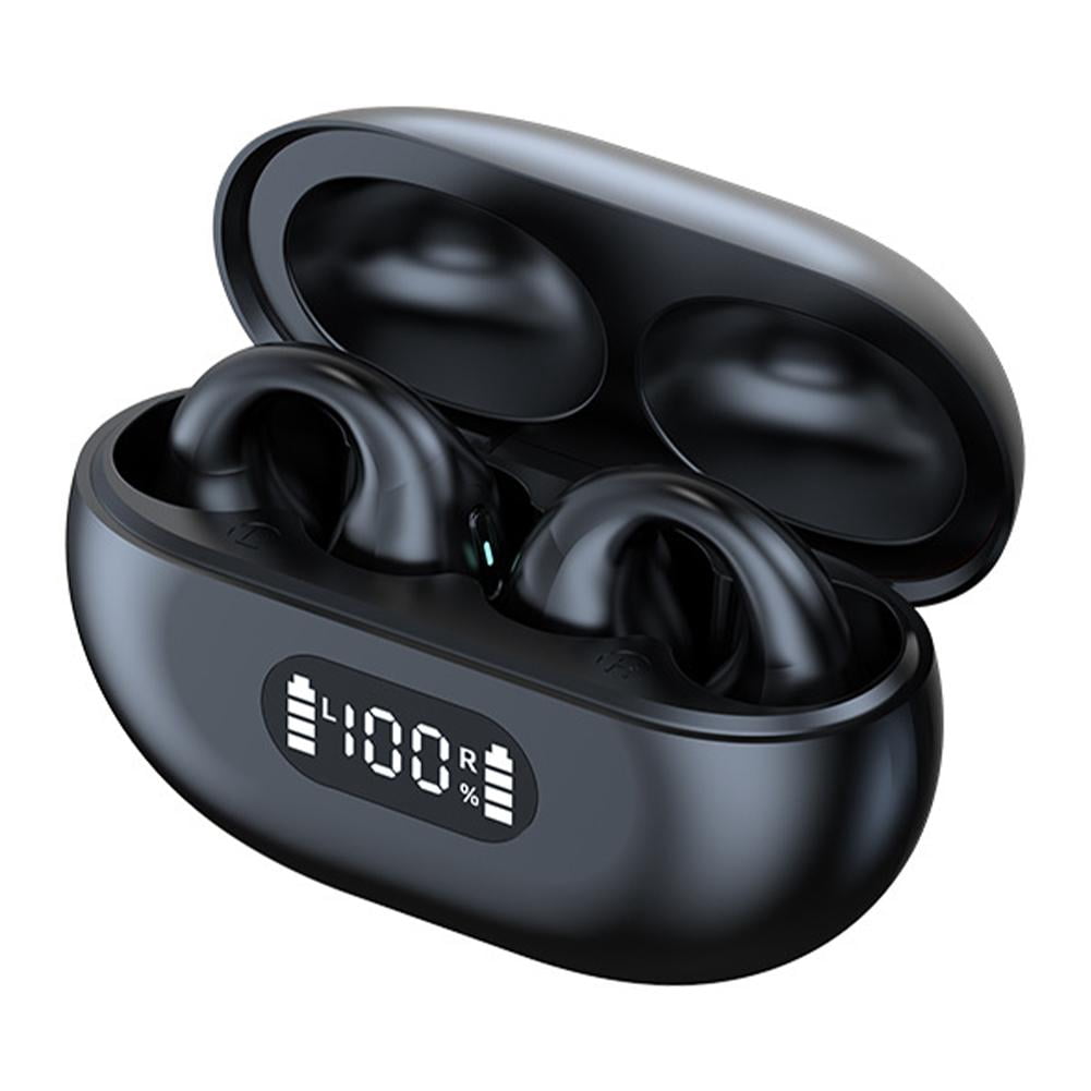 Clip-On Wireless Earbuds for iOS & Android, HiFi Stereo Sound Headphones with Big Diaphragm & Speaker, Comfortable Sport Ear Hook Design for Running, Dancing