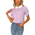 thumbnail image 1 of INSPIRE CHIC Blouse à Manches Courtes Bouffantes pour Femme à Col Peter Pan Violet Pâle S, 1 of 5