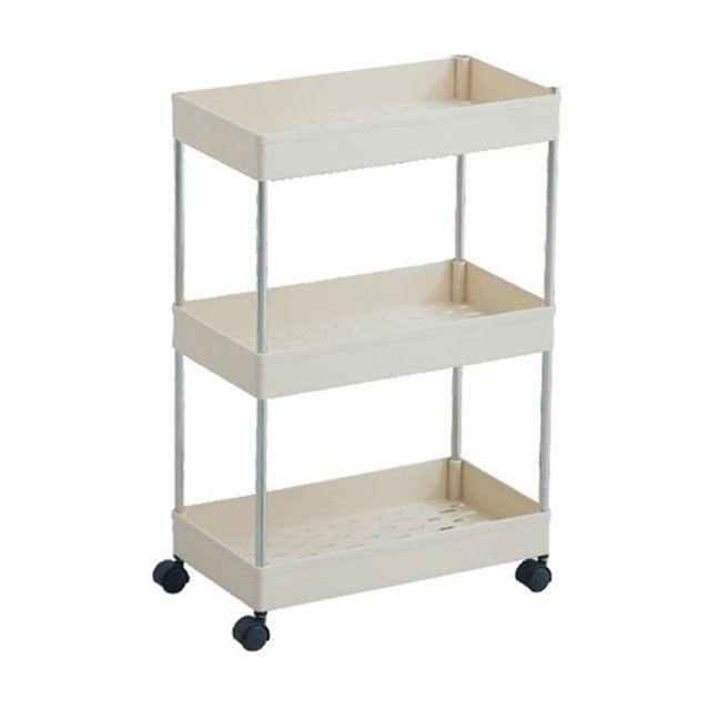 thinsony 2/3/4 Layer Gap Storage Rack Kitchen Slim Slide Tower Movable Assemble Plastic Bathroom Shelf Wheels Space Saving Organizer