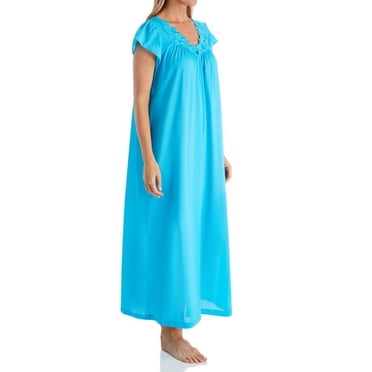 Women's Shadowline 32222 Rosebud Nylon Tricot Short Sleeve 53 Inch Gown (Turquoise XL)