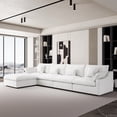 thumbnail image 1 of The Magic Home 155" 4-Seater Cloud Modular 155 L-Shaped Linen Sectional Sofa with Ottoman, White, 1 of 12
