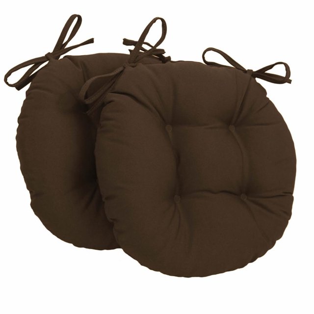 Coussins de Chaise Ronds Capitonnés en Sergé Uni de 16 Po (Ensemble de 2)