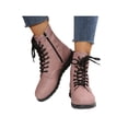 thumbnail image 3 of UKAP Women Combat Boot Side Zip Booties Lace Up Ankle Boots Work Shoes Waterproof Pink 7, 3 of 8