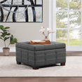 thumbnail image 2 of Detour Strap Square Storage Ottoman in Charcoal Fabric, 2 of 8