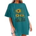 thumbnail image 2 of Offre à Durée Limitée Iumwxz T-Shirt Surdimensionné Tendance Coupe Ample T-Shirts pour Femmes Hauts Graphiques Floraux Manches Mi-Longues Col Rond Hauts pour Femmes Obtenez-le Aujourd'hui Plage, 2 of 7