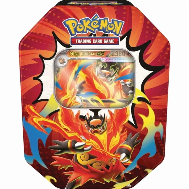 Pokémon JCC : Méga-Évolution - Héros Ascendants Méga Boîte Métallique / Recevez 1 au Hasard! Boîte Métallique de Collection Centrée et Orientée vers l'Avant Représentant une Oeuvre Pleine Couleur de Méga Méga Méga Méga Empoar ex Ou Méga Feraligatr ex; Contient une Carte promo en Feuille Mettant en Vedette le Méga Méga Méga Évolution Choisi, Quatre Paquets booster Méga Évolution - Héros Ascendants